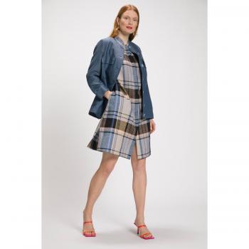 Karierter Leinenkleid, Damen, große Größen, braun, Ulla Popken