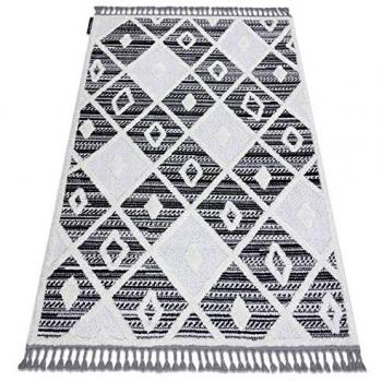 Tapis Frangé Berbère Noir et Blanc 140x190 cm