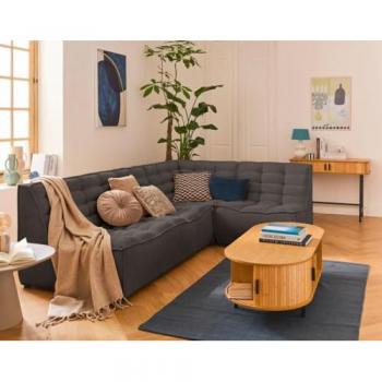 Canapé réversible Lisa Design en velours gris 4 places