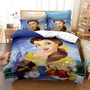 Disney Princess Housse de Couette en Microfibre avec 3D imprimé et Taie d'Oreiller