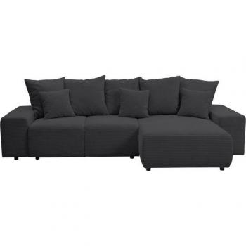 WERK2 Riwa Ecksofa – vielseitiges L‑Sofa 300 cm: Schlaffunktion, Bettkasten, Kissen-Set