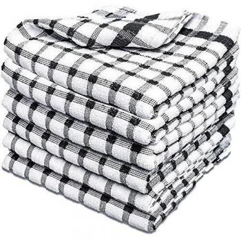 Wonderdry Soft Monocheck Black/White Jumbo Thick Kitchen Dish Cleaning Drying Cloth Pack of 6