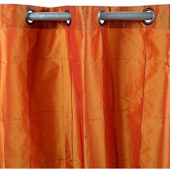 Rideau en Polyester avec Bordure en Cuivre, Dimensions: 150 x 250 cm, Tissu: Taffetas et Polyester