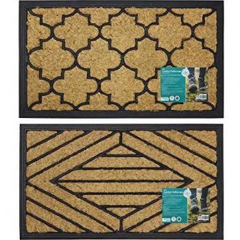 JVL Coir Rubber Scraper Door Mat, Brown, 40 x 70 cm