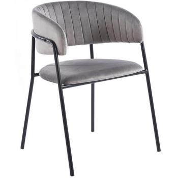 Silla de Mesa Moniel Black con Terciopelo Gris