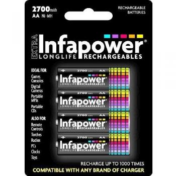 INFAPOWER 2700mAh AA Ni-MH Rechargeable Batteries, 4 Pack