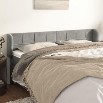 Kopfteil mit Ohren Samt Hellgrau 163x23x78/88 cm