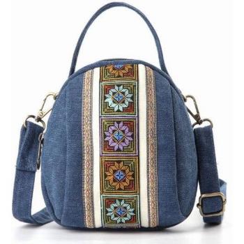 Sac à bandoulière messenger brodé national, femme, mini toile