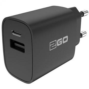 2GO Ladegerät 20W 2-Port 1x USB-A u. 1x USB-C schwarz