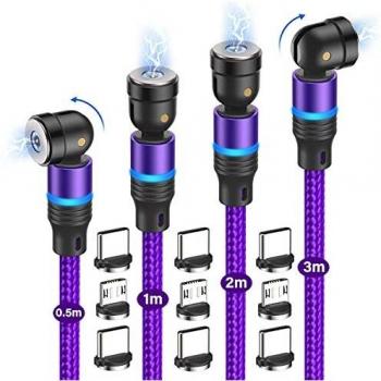 Lila 360° & 180° Rotierendes Magnet USB Ladekabel