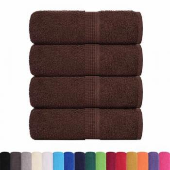 Kit de Toalhas de Mão 4 pcs 30x30 cm 360 gsm 100% Algodão Castanho