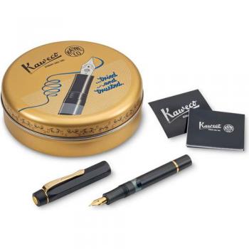 Kaweco Al Sport Piston Pluma Fuente 0.9mm Negra y Dorada