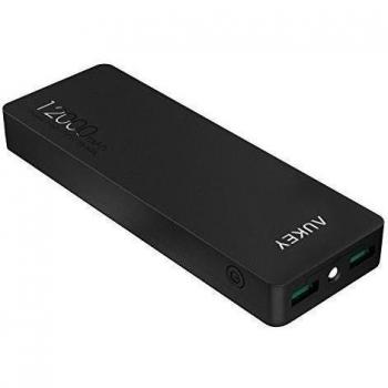 AUKEY Cargador Portátil 12000mAh, Entrada 2A + Salidas 3,4A, Compatible con iPhone y Tabletas, Incluye Cable Micro USB de 20cm
