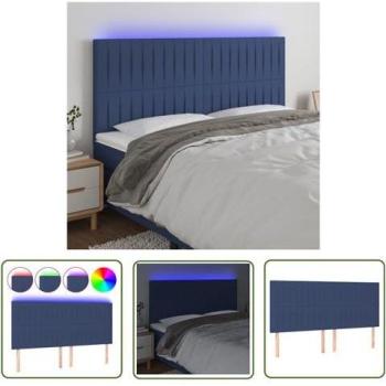 Têtière de Lit avec Éclairage Bleu 200x5x118/128 cm