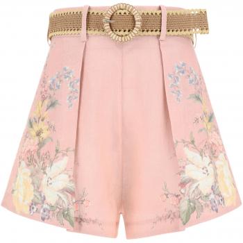 Zimmermann, Short Shorts, female, Pink, M, Floral Linen Multicolour Shorts