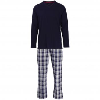 Bugatti Herren Pyjama-Set, Kurzarm, kariert, aus weichem Single Jersey, Größe 48