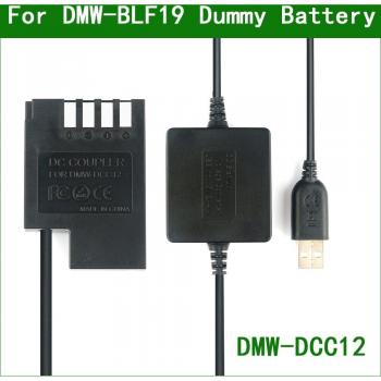 Batterie factice DMW-BLF19 USB 5V vers DMW-DCC12 pour Panasonic DC-G9
