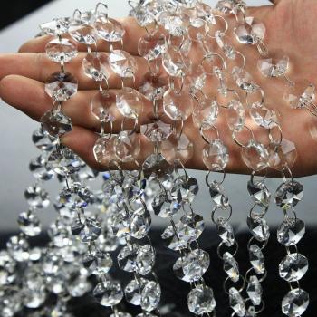 1M 14mm Crystal Octagon Beads Garland with Gold/Silver Rings