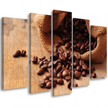 Immagine tessuto 100x70: cinque chicchi di caffè marrone