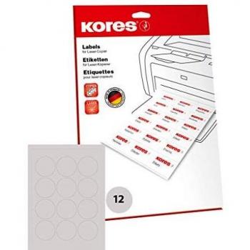 Kores Etiketten, Durchmesser 60 mm, 25 Blatt, weiß