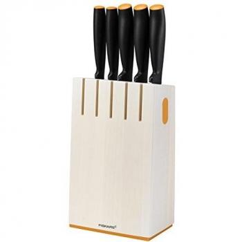 Fiskars Messerblock mit 5 Messern, Höhe 36 cm, Weiß