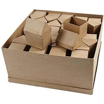 Braunes Pappmaché‑Haus‑Set – 40 Stück – 37 × 12 × 37 cm – Creativ