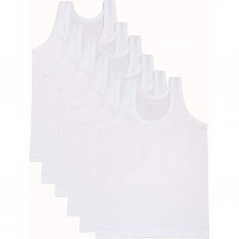 Maglietta economica per bambino con bretelle, cotone pettinato, 6 pz, 1-2 anni, bianca