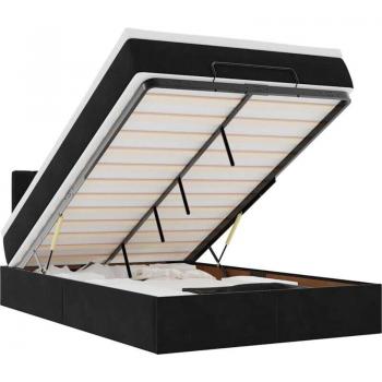 Lit avec cadre ottoman velours noir 120x200 cm