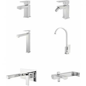 Sistema rubinetteria bagno quadrata click clack – gruppo vasca e bidet inclusi