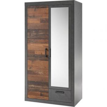 Garderobe BROOKLYN, eleganter Drehtürenschrank in grau