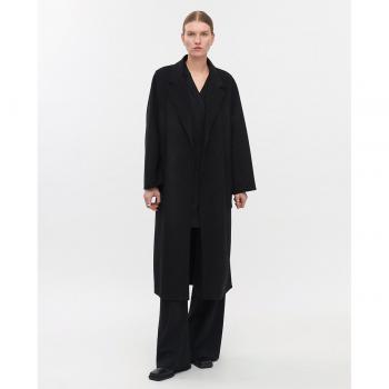 IVY OAK, Black Belted Wool Midi Coat, female, Size M, Loose Fit