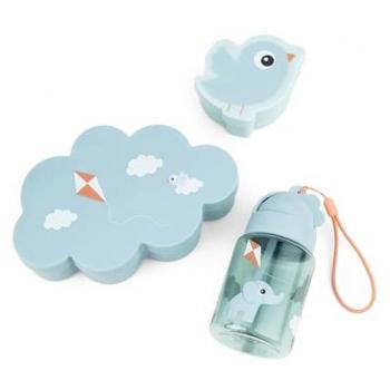 Set pranzo Done by Deer™ con bottiglia a paglia Parco giochi blu