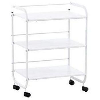 CLP Kosmetik-Transportwagen PL902 I Allzweckwagen mit Holzablagen und Metallgestell I Farbe: weiß