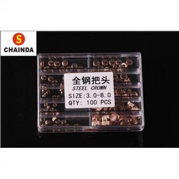100pcs Watch Crowns Stainless Steel Rose Gold Size 3.0-8.0 for Repair