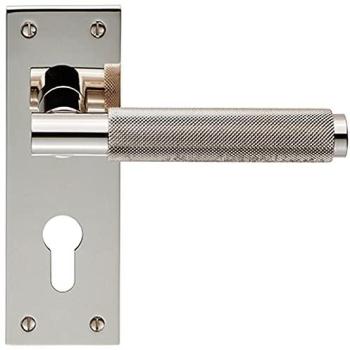 Nickel Finish Knurled Lever Duo – 150 × 50 mm Slim Euro Lock Plate