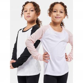 Urban Classics T-shirt a maniche lunghe con contrasti raglan 134-140 cm (2 unità) – Bianchi/Rosa/Neri