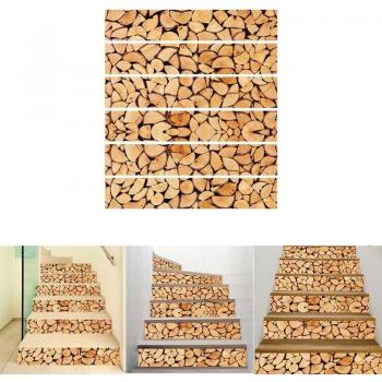 6Pcs Waterproof Tile Floor Stair Stickers with Block Pattern