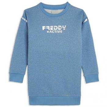 Freddy Felpa Maxi Bambina in Cotone con Effetto Lurex Turchese Junior 6 Anni