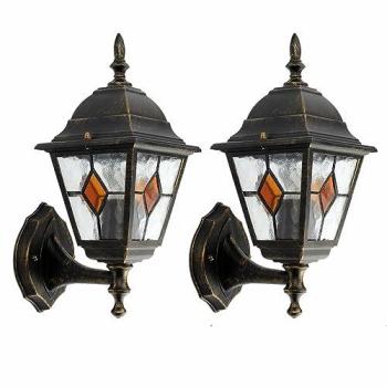 Dual Morecambe Outdoor Wall Lights – Black, Brushed Gold, IP44