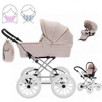 Friedrich Hugo Natureline Uni Kombi Kinderwagen Komplettset Farbe Elisabeth Creme