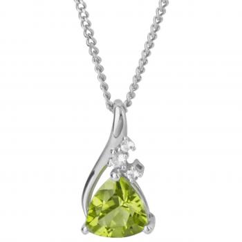 Elements Gold Trillion Peridot Pendant in 9ct White Gold