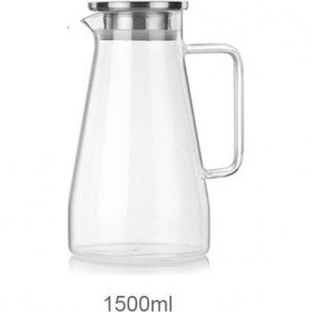 Borosilicate Glass Carafe with Handle, 1500ml/1800ml, Heat Resistant with Stainless Steel Lid