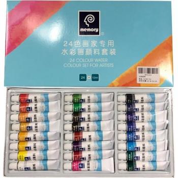 Professional 24-Color Watercolor Paint Set, 12ml Tubes for Fabric