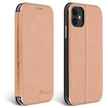 Estuche de cuero con monedero y soporte para iPhone 11, acabado oro rosa