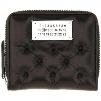 Maison Margiela Iconic Leather Zip-Around Wallet, female, Black, ONE SIZE