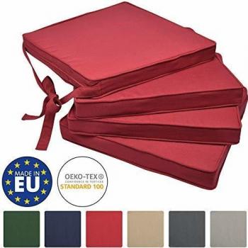 Beautissu Kit 4 Galettes Chaise Intérieure 45x40x5 cm – Rouge, Démontable et Lavable