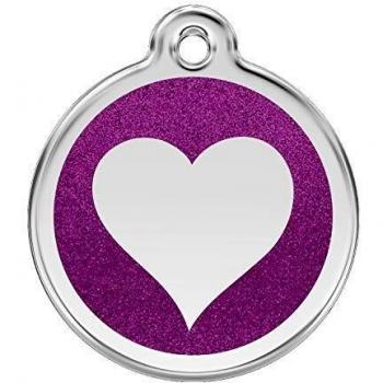 Red Dingo Glitter Engraved Heart Tag