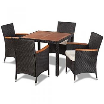 VidaXL Set da Giardino 5 pz con Cuscini in Polyrattan Nero