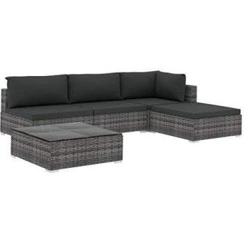 Gray Polished Outdoor Living Set by VidaXL – 5 Pieces + Cushions