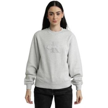 Donna CK Monologo Crew Grigio Felpa Jeans Chenille L